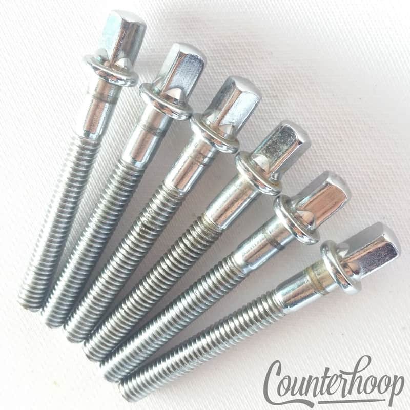 Ludwig 6x 1 7/8"Tension T-Rods Chrome Vintage 60s Snare/Tom Drum Tensioners Part image 1