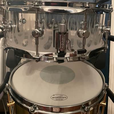 Spaun 5.5x14" Acrylic Snare Drum - 2000's - Clear w/ Sanblasted Flames image 4