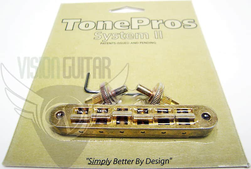 TonePros Nashville Un-Notched Tune-O-Matic Bridge TP6-AG Aged Gold image 1
