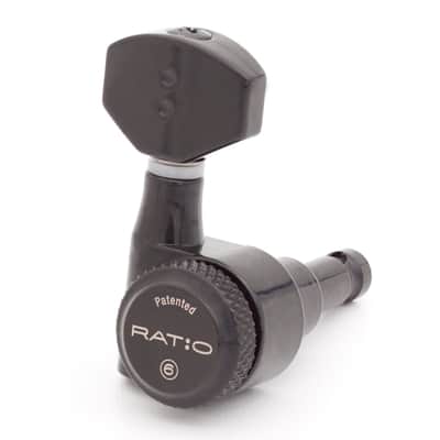 Graph Tech Ratio PRL-9721-B0 Locking Calibrated Machine Heads - 6-in-line Black image 1