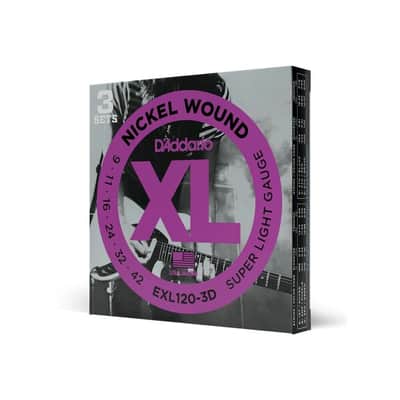 3 Pack, D'Addario XL 9-42 Super Light Electric Guitar Strings - EXL120-3D image 4