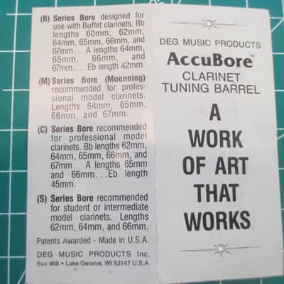 DEG Accubore C66D Bb/A soprano clarinet tuning barrel - 66mm length image 9