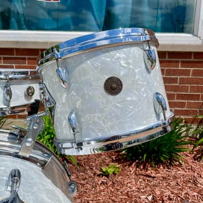 1960s Gretsch Progressive Jazz Drum Set White Marine Pearl 20/12/14 w/ 4x14 Snare image 5