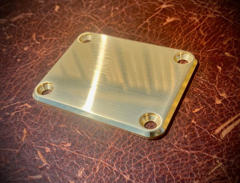 Van Dyke-Harms Extra Thick Brass Neck Plate with Screws, Fits Fender-style, 4-bolt guitars 2025 - Brass image 1