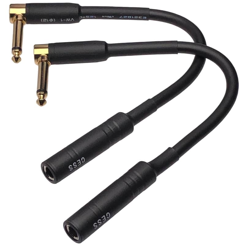 Low-Noise Right Angle 1/4 TS Male to Female Guitar Extension Cable, 2 Pack image 1