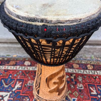 Vintage African Hand Carved Wood Djembe Hand Drum 22” image 21