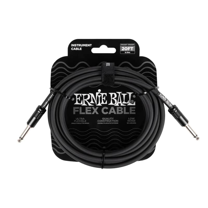 Ernie Ball Flex Instrument Cable Straight/Straight 20' Black image 1