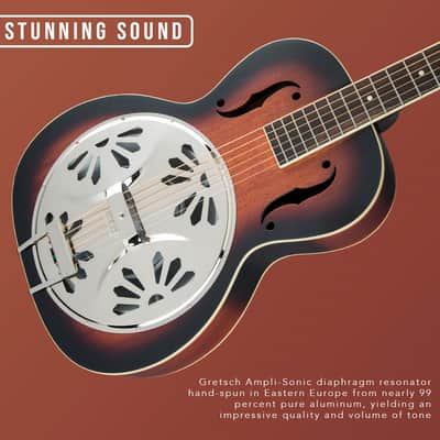 Gretsch G9220 6-String Resonator Electric Guitar with Bobtail Round Neck with Gretsch Ampli-Sonic Diaphragm Resonator Cone (Right-Handed, 2-Color Sunburst) image 8