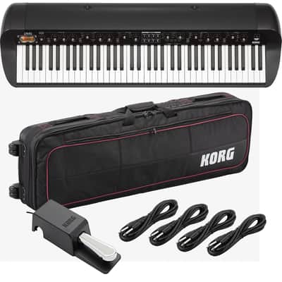 Korg SV-2 73-Key Vintage Stage Piano (Black) (Korg DS-2H Pedal Included), Korg CBSV173, (4) 1/4 Cables Bundle
