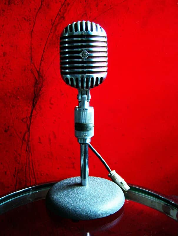 Vintage RARE 1940's Shure 556C dynamic cardioid microphone w Atlas DS-5 stand Elvis image 1