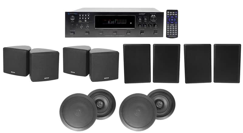 H12X500UBT 6-Zone Home Theater Receiver+Cube+Wall+Black Ceiling Speakers image 1
