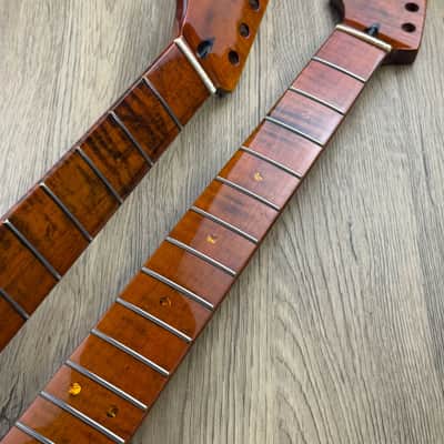 Left Handed Dark Roasted Maple Wood Guitar Strat Stratocaster Style Neck, 22 Frets Fingerboard image 6