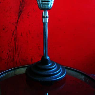 Vintage RARE 1940's Bud Radio Products 589 model microphone desk stand cast iron deco Atlas Shure image 5