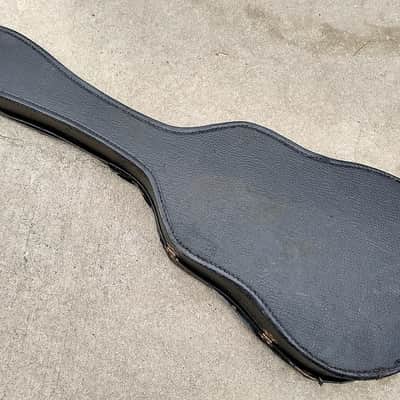 Vintage 1950's Small Body Guitar Case - Grained Black with Leather Handle and Purple Interior image 6