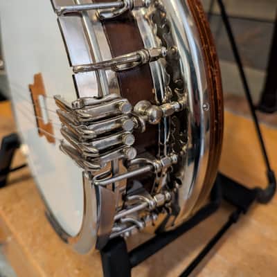 1930s Bacon Banjo Company B&D Tenor Banjo Unsure Of Model Custom Headstock Inlay Plays Excellent image 6