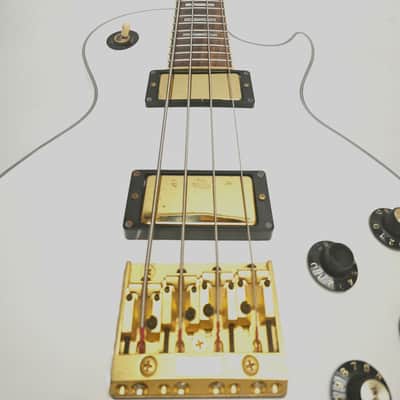 Greco EGB85 White Gold Hardware Made in Japan 1990 LP Type Short Scale Electric Bass Guitar, a4366 image 4