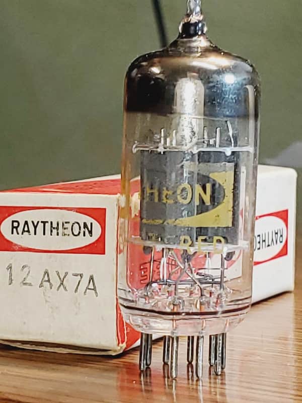 12AX7A Raytheon Solid Ring Getter NOS/NIB MaxiPreamp2/TV7 tested (1) tube lot image 1