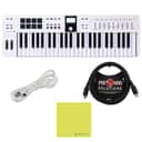 Arturia KeyLab Essential 49 mk3 MIDI Controller, White Bundle w/Pig Hog MIDI Cable, USB Cable & Liquid Audio Polishing Cloth
