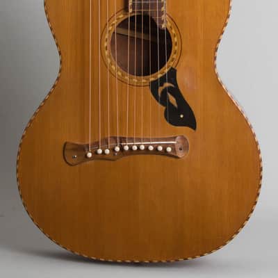 Knutsen 10 String Harp Guitar, c. 1915, black gig bag case. image 3