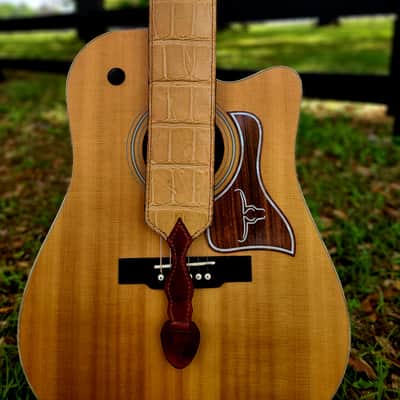 Handcrafted Full Grain Leather Guitar Strap with Natural Louisiana Alligator – Cajun Honey image 3