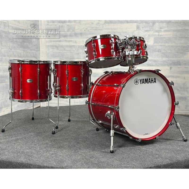 Yamaha Recording Custom 5pc Drum Set 22/10/12/14/16 Red Autumn image 1