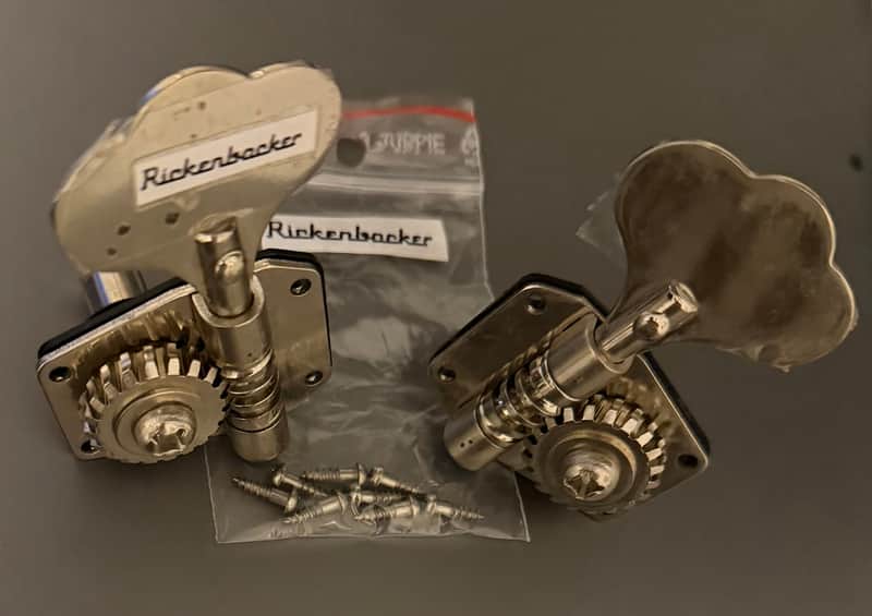 Rickenbacker 4001 & 4003 bass tuning heads [1L &1R] 1970s - Chrome image 1