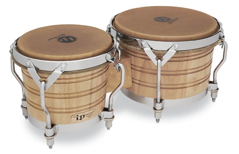 Latin Percussion LP201A-3 7-1/4" and 9" Bongos - Natural with Chrome Hardware image 1