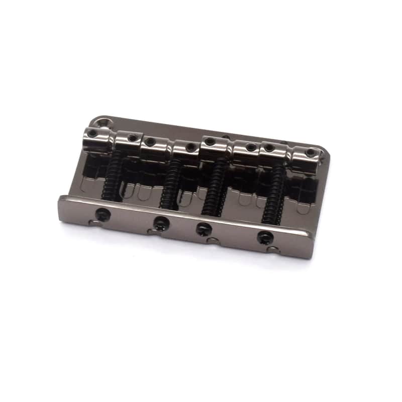 AxLabs Vintage Style Bass Bridge - 4-Screw, 4-String, String-Through-Top - BLACK NICKEL image 1