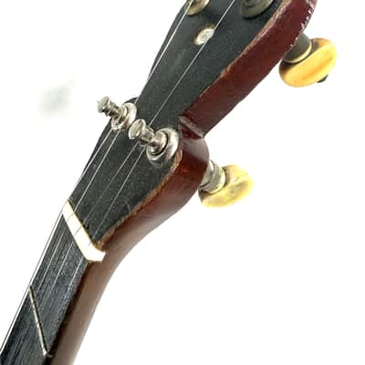 Old 5 string banjo with a painted head The Flapper and the Hummingbird 1930s - Wood and calf skin image 6