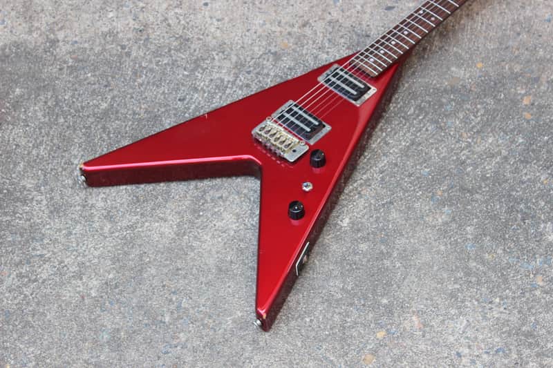 1985 Aria Pro II Japan XX-Deluxe Flying V MIJ Electric Guitar (Candy Apple Red) image 1