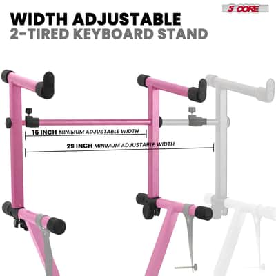5 Core 2 Tier Keyboard Stand Combo Heavy Duty Adjustable Piano Stand with Extension Arm image 4