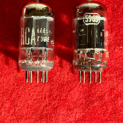 Vintage Pair RCA 12AU7 5963 White Paint Preamp/Amplifier Vacuum Tubes late-50s - Clear Glass image 1
