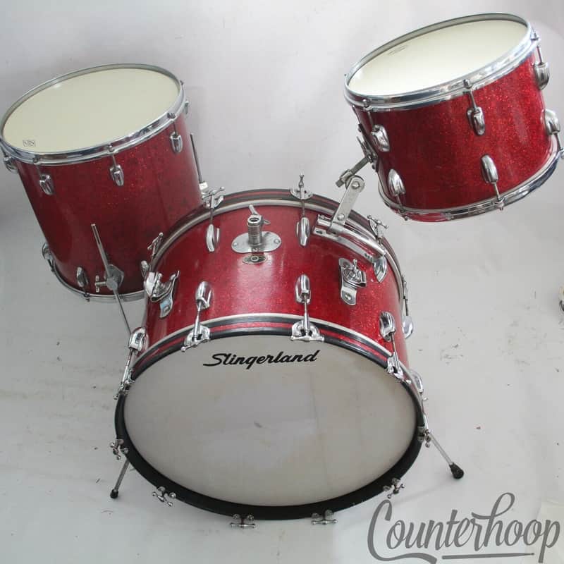Slingerland 22,13,16 Radio King Drum Set Vintage50s 3ply African Mahogany Chrome image 1