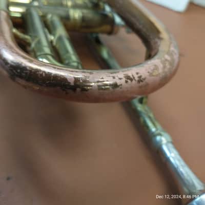 Conn DIRECTOR 1956 - lacquered brass with coprion (copper) bell tube and nickel top and bottom caps image 7