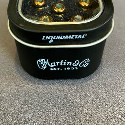 Martin APP0014 Luxe Liquid Metal Bridge Pin Set - Gold w/ Paua Abalone image 3