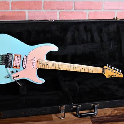Kramer Elliot Easton Pro 1 1987 Seafoam /Neon Pink Guard andPickups w/OHSC image 2