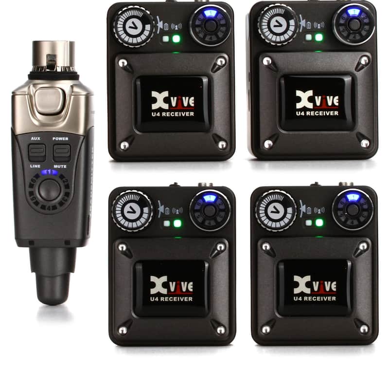 Xvive U4R4 Wireless In-Ear Monitoring System with 4 Receivers image 1