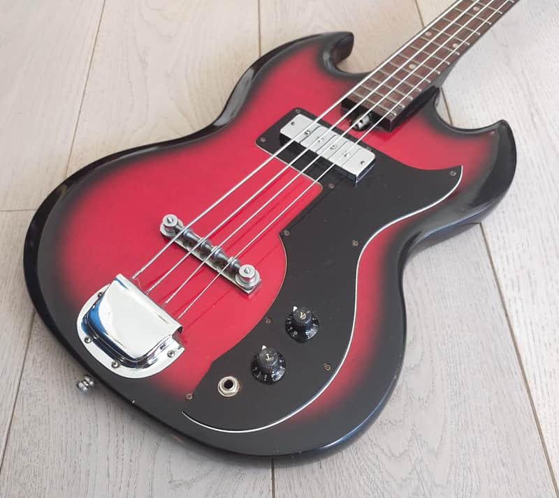 Teisco SG BASS 24" 1960s redburst image 1