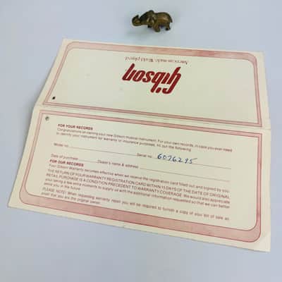 Gibson Warranty Registration Card, circa 1987 image 2