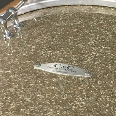 C&C Custom 2 Piece Jazz Bop Kit 18” Bass + 13” Snare Ginger / Champagne Glass Glitter Made in USA Maple Shells image 10