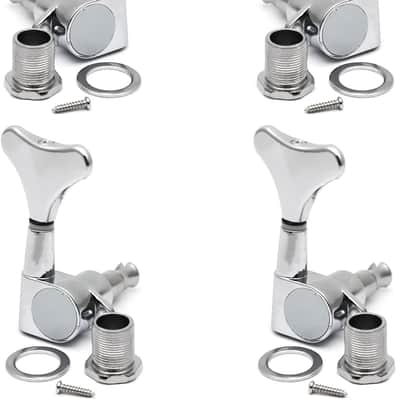 2R2L Electric Bass Guitar Sealed Tuning Pegs Tuners Machine Heads Tuning Keys/Buttons Guitar Parts Machine Head Tuners for Precision Bass and Jazz Bass (Chrome) image 1