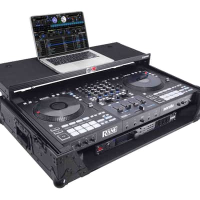 ProX XS-RANEFOUR WLTBL LED ATA Flight Style Road Case for RANE Four DJ Controller with 1U Rack Space and Wheels - Black Finish image 3
