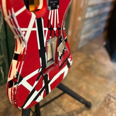 2026 EVH Frankenstein Frankie Strip Series Red and Black Relic Electric Guitar image 12