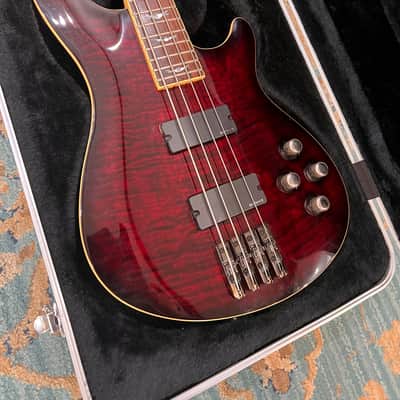 Schecter C-4 Deluxe Active 4-String Bass 2010s - Crimson Red Burst image 4