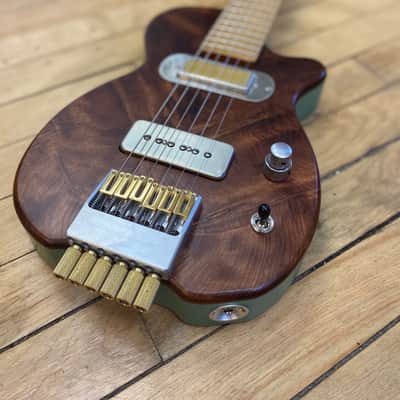 Island Espeto Custom 2020 Natural/Teal Redwood Top, Dual-Pickup Headless Guitar (Mint Condition) image 16