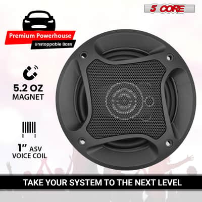 5Core Coaxial Door Car Speakers 4” Pair 250W 4Ohm 2 Way Component Subwoofer Audio w Super Tweeter image 1
