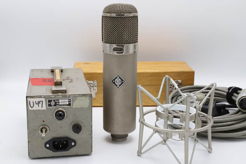 Neumann U47 Long Body #2927 - K47 capsule, VF14M tube, BV08 Transformer, original PSU and Cable 1950s - Chrome Top / Grey Painted Body image 1