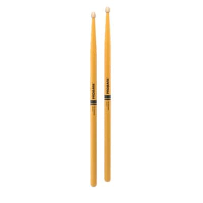 Promark Rebound 5B Painted Acorn Wood Tip Drumsticks - Yellow image 2