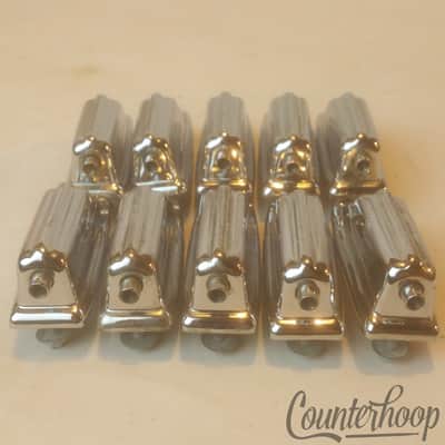 *Rogers 10x Beavertail Bass Drum Lugs Chrome Powertone Set Vintage 60s USA Hex* image 1
