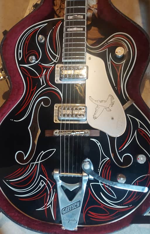 Gretsch Silver Falcon 1970s-1990s - Black w/pinstriping image 1